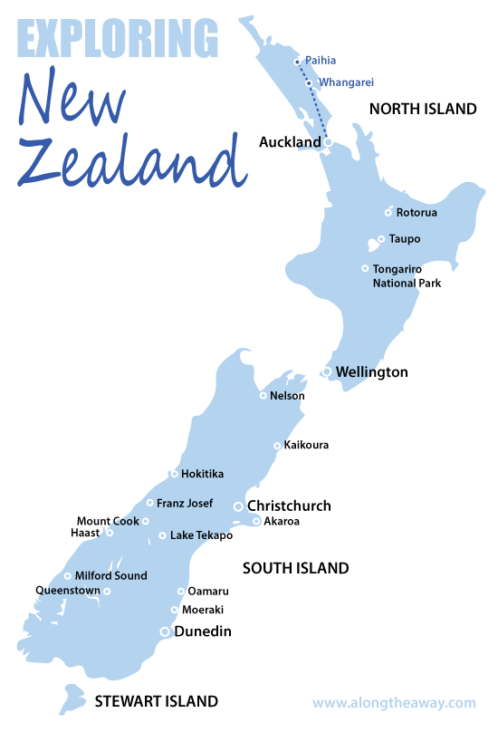Along the Away NZ Trip Map Bay of Islands